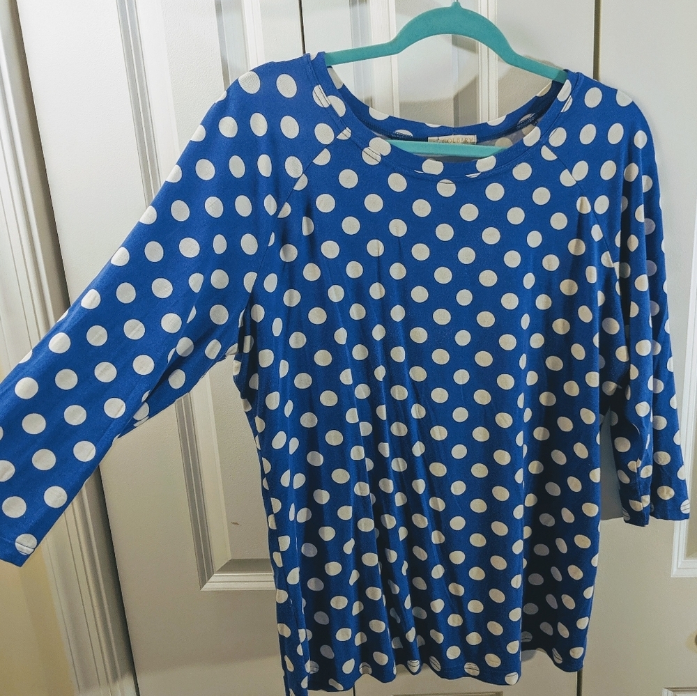 Blue purple polka dot top / shirt